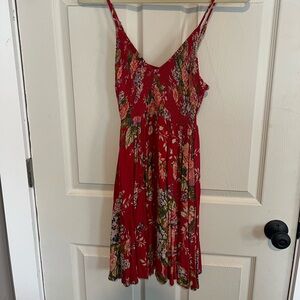 Angie Red Floral Mini Dress with Spaghetti Straps
